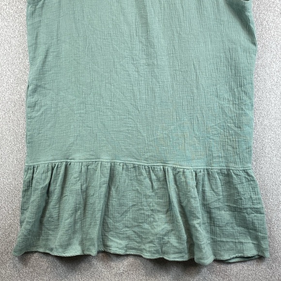 Cotton Bleu double gauze sleeveless midi dress olive green 3X beachy drop waist - Picture 8 of 8
